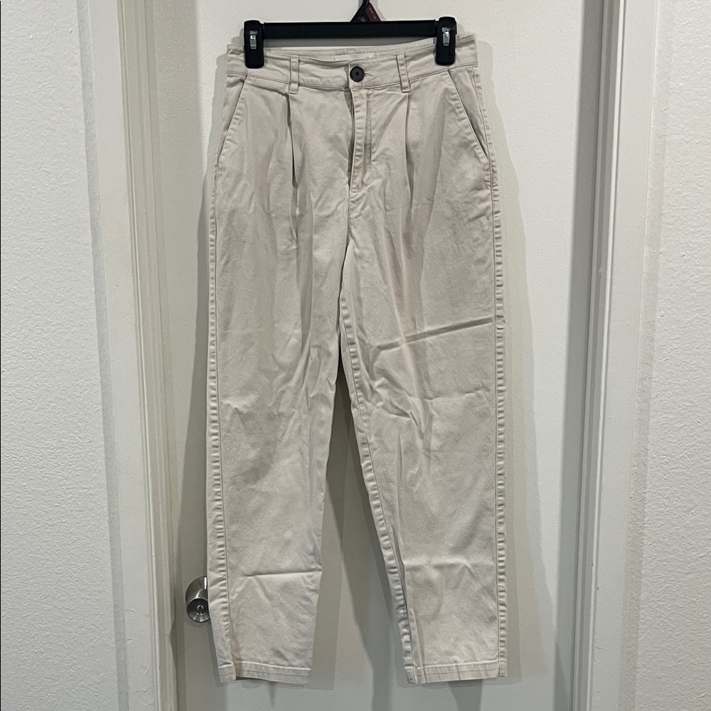 Mango Women's Cream Straight Leg Chino Pants size 4